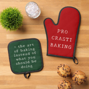 Baking Funny Christmas Geschenk Rot Grün Niedlich Ofenhandschuh & Topflappen-Set