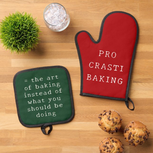 Baking Funny Christmas Geschenk Rot Grün Niedlich Ofenhandschuh & Topflappen-Set (Oben Unten)