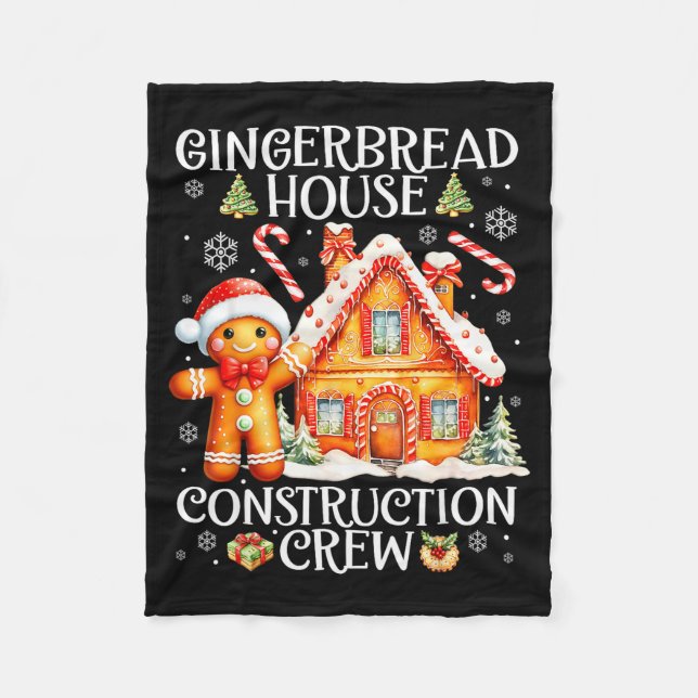 Baking Gingerbread House Construction Crew Christm Fleecedecke (Vorderseite)