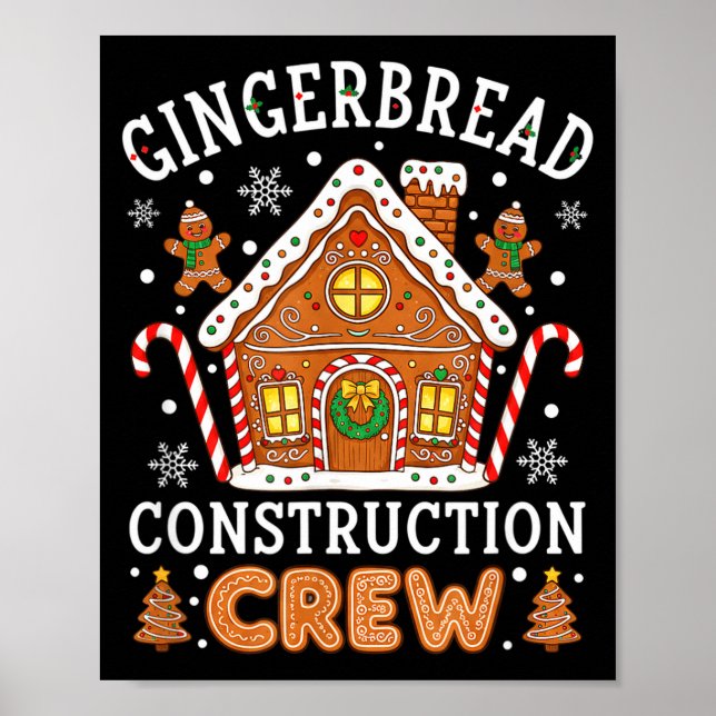 Baking Gingerbread House Construction Crew Christm Poster (Vorne)