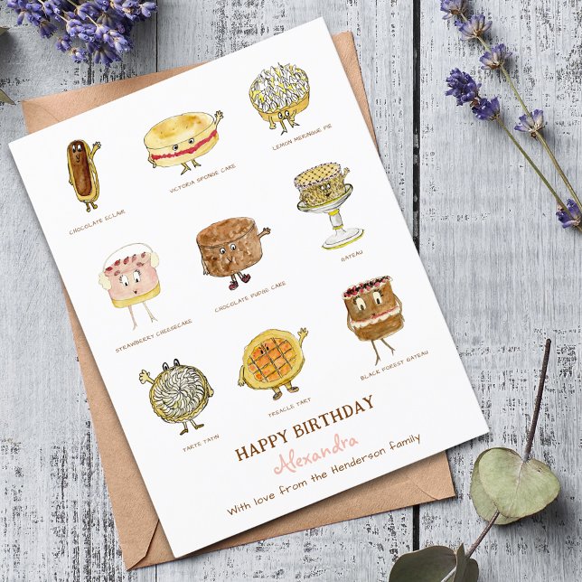 Baking Happy Geburtstag niedlichen Kuchen pink (Baking Cake lovers personalized birthday greetings card with cute cake cartoon illustrations )