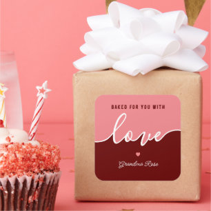Baking is Love Fabriqué Sticker Carré de script co
