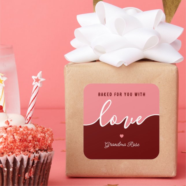 Baking is Love Fabriqué Sticker Carré de script co (Fête)