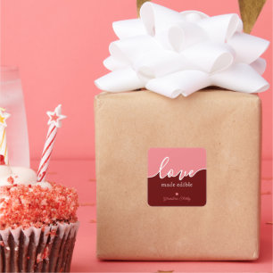 Baking is Love Fabriqué Sticker Carré de script co