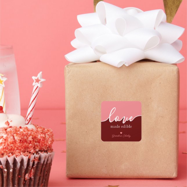 Baking is Love Fabriqué Sticker Carré de script co (Fête)