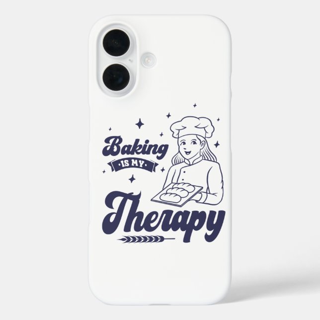 Baking Is My Therapy, Funny Baking Chef Gifts iPhone 16 Hülle (Rückseite)