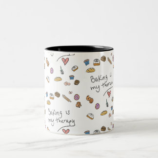 Baking Is My Therapy, Illustration Mug Zweifarbige Tasse