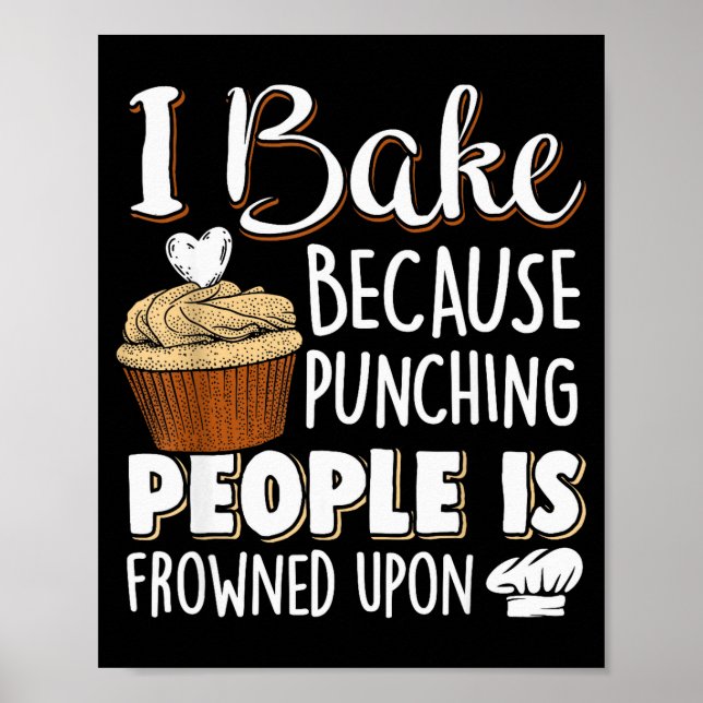 Baking Lover Punching People - Baker &amp; Cupcake Poster (Vorne)