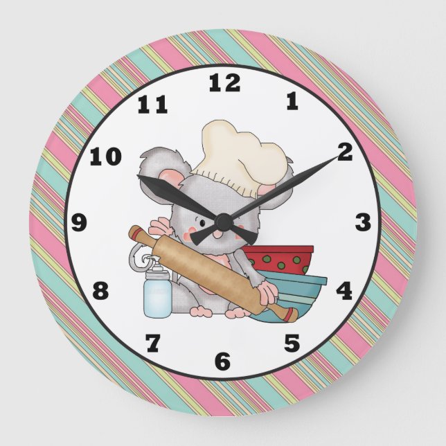 Baking Mouse dessin animé cuisine horloge murale (Recto)