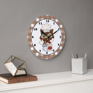 Baking Owl cartoon kitchen wall clock Große Wanduhr