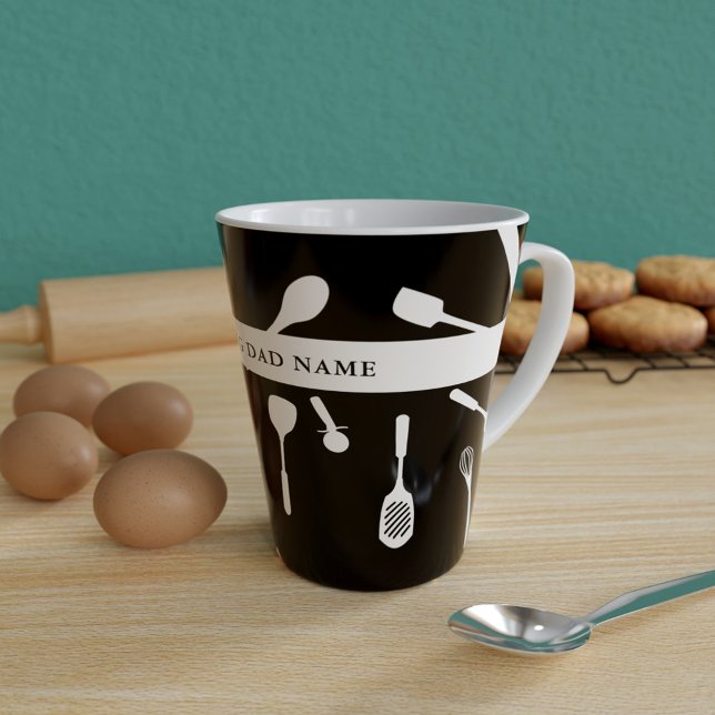 Baking Papa Black Kitchen Outil Motif Latte Mug (Créateur téléchargé)