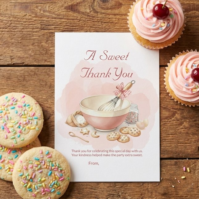 Baking Party Birthday Girls | Elegant Soft Pastel Dankeskarte (Von Creator hochgeladen)