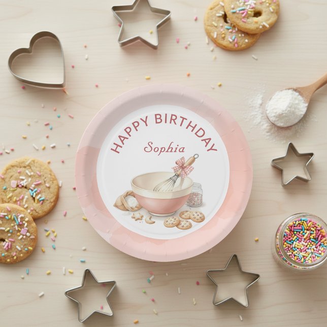 Baking Party Girls Birthday Elegant Bowl & Whisk Pappteller (Von Creator hochgeladen)