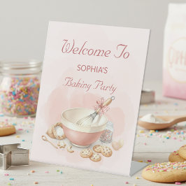 Baking Party Girls Birthday Elegant Bowl & Whisk Sockelschild