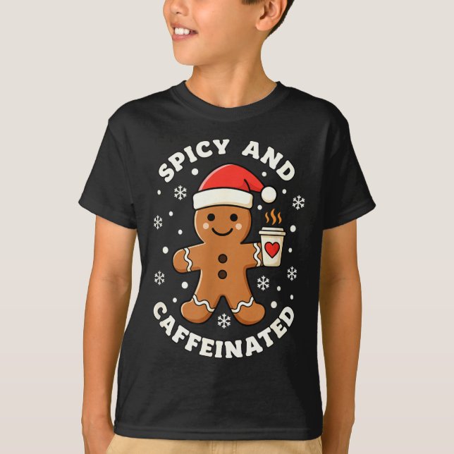 Baking Scy And Caffeinated Gingerbread Coffee Chri T-Shirt (Vorderseite)