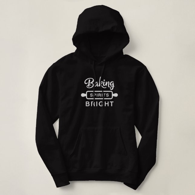 Baking Spirits Bright Black Christmas Hoodie (Design vorne)