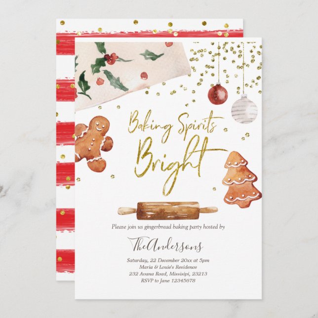 Baking Spirits Bright Christmas Party Invitation (Devant / Derrière)