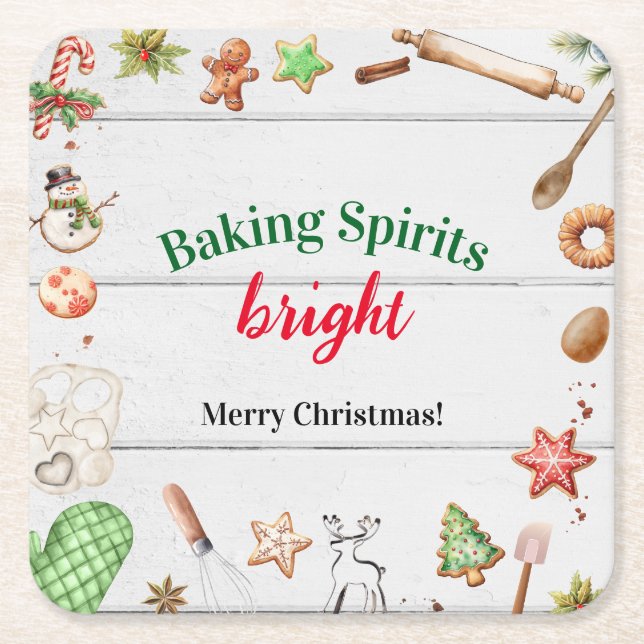 Baking Spirits Bright Weihnachten Rechteckiger Pappuntersetzer (Vorderseite)