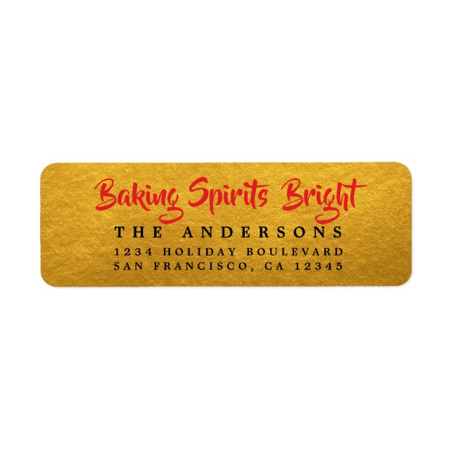 Baking Spirituosen Bright Gold Holiday Label (Vorne)