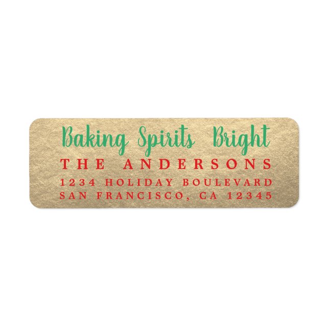 Baking Spirituosen Bright Gold Holiday Label (Vorne)