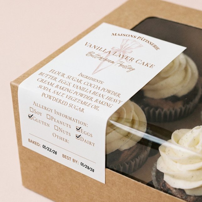 Baking Spoon Bakery Ingredients Allergy Food Label Rechteckiger Aufkleber (Baking Spoon Bakery Ingredients Allergy Food Label)