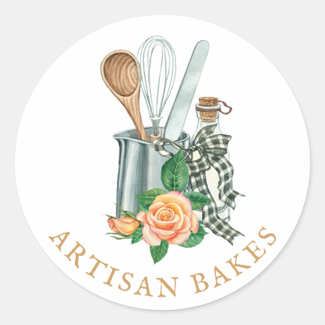 Baking Utensils Bakery Baker Runder Aufkleber (Vorderseite)