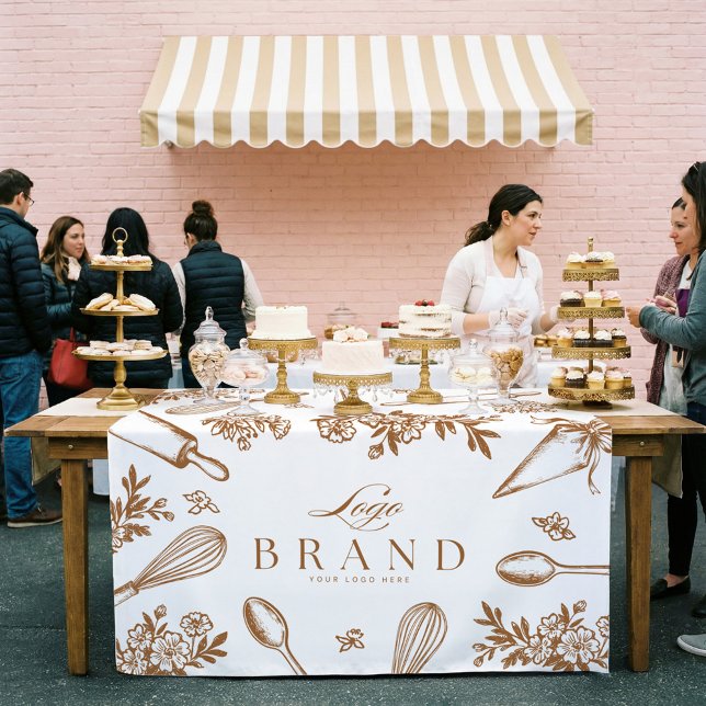 Baking Utensils Bakery Logo Market Booth Sign Tischdecke (Baking Utensils Bakery Logo Market Booth Sign Tablecloth)