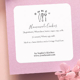 Baking Utensils Minimalist Bakery Ingredient Quadratischer Aufkleber