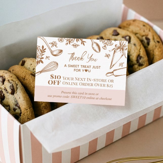 Baking Utensils Thank You Promo Code Bakery Logo Rabattkarte (Baking Utensils Thank You Promo Code Bakery Logo Discount Card)