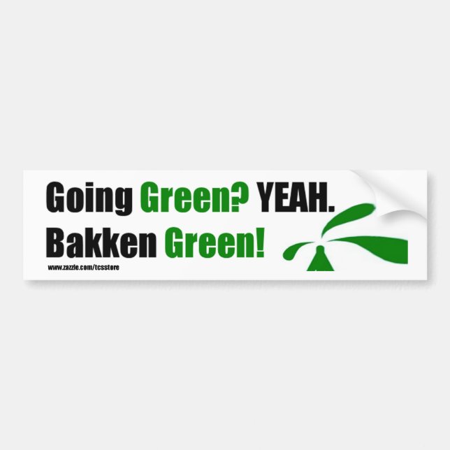 Bakken grüner Autoaufkleber mit Website (Vorne)