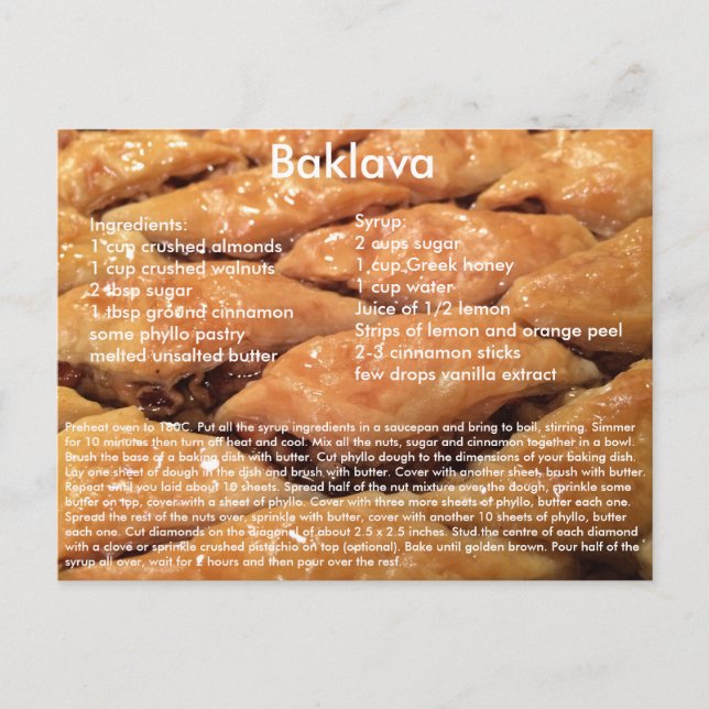 Baklava Rezept Postkarte (Vorderseite)