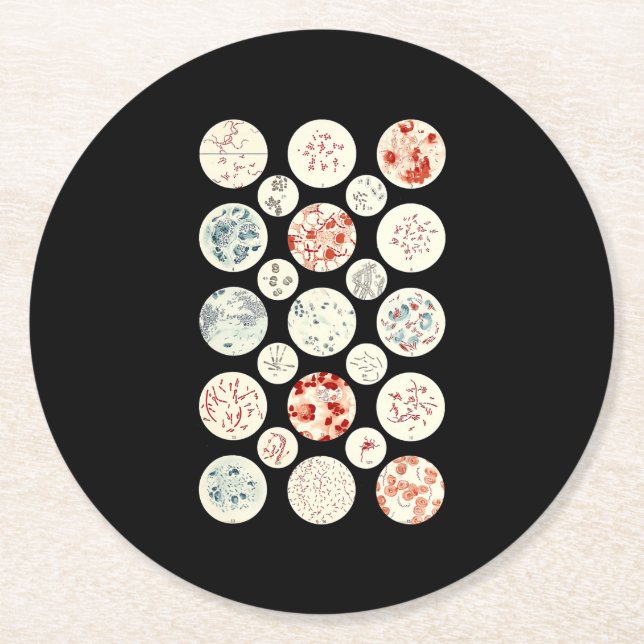 Bakterien aus der Mikrobiologie winzig Runder Pappuntersetzer (Vorderseite)