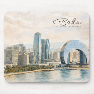 Baku Aserbaidschan Hauptstadt Aquarell Reise Gesch Mousepad