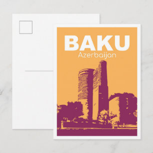 Baku Aserbaidschan Kunst Vintage Reise Postkarte