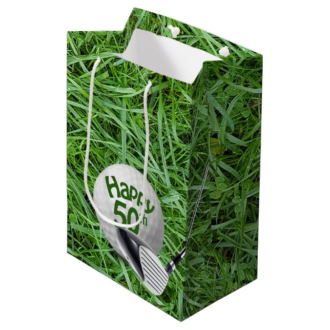 Bal De Golf En Herbe 50e Anniversaire Sac Cadeau M (Devant Angle)