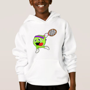 Bal de tennis avec raquette de tennis