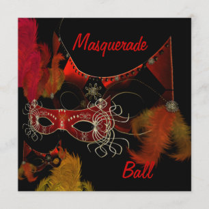 Bal Masqué Masques Rouge Noir Invitation Fête