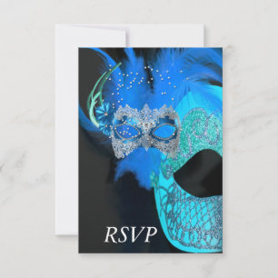 Bal masqué RSVP Bleu sarcelle Noir Masques Fête