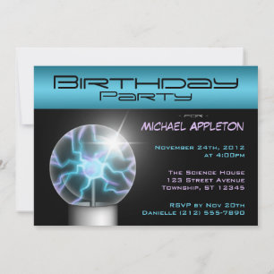 Bal Plasma Bleu Invitations de fête d'anniversaire