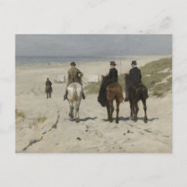 Balade à cheval le long de la plage - Carte postal