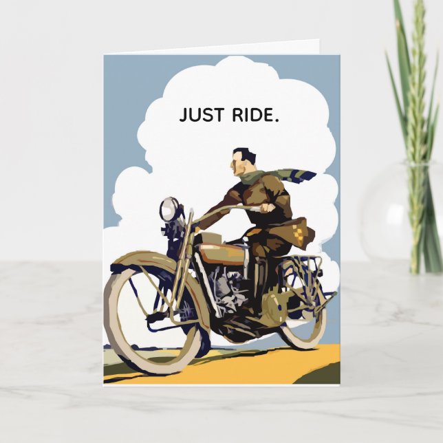 Balade Classic Moto Carte d'Anniversaire Vintage (Devant)