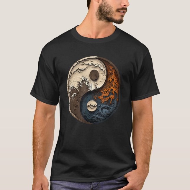 Balance and Harmony Yin Yang Symbol Ocean Forest T-Shirt (Vorderseite)
