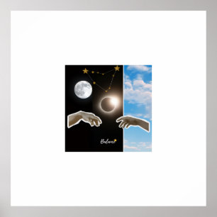 Balance Astrologie Finsternis und Mond Surrealer P Poster