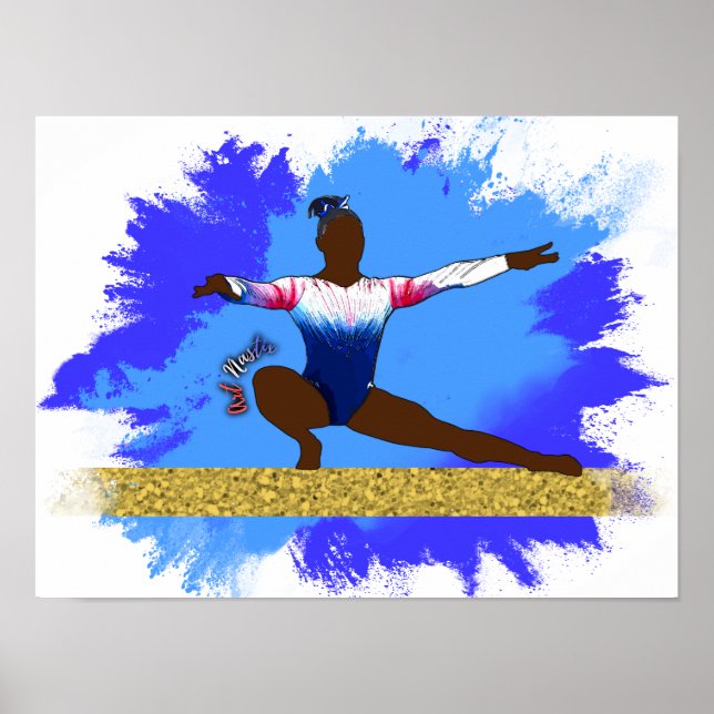 Balance Beam Gymnast Silhouette Poster (Vorne)