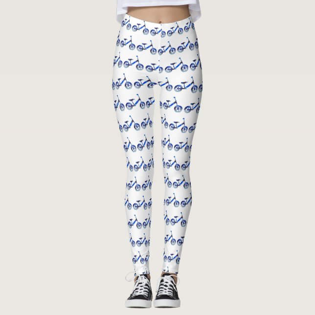 Balance Bike Wasserfarbe Kunst Leggings (Vorderseite)