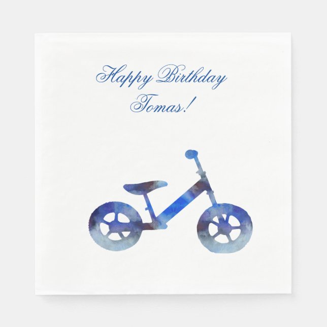 Balance Bike Wasserfarbe Kunst Serviette (Vorderseite)