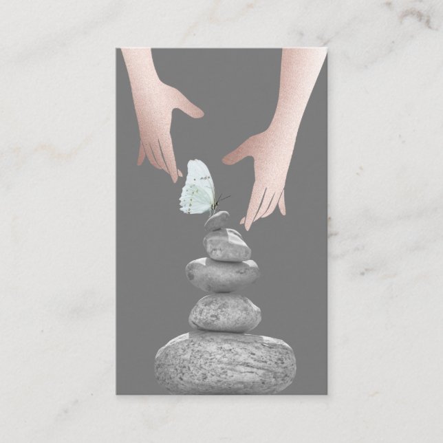 Balance Stones Butterfly HeilHände Gesundheitsschu Visitenkarte (Vorderseite)