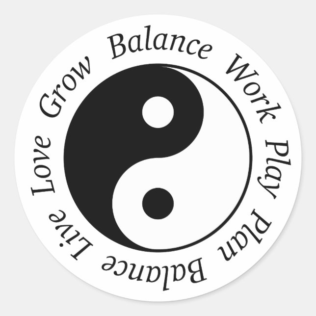 Balance Yin Yang-Symbol Runder Aufkleber (Vorderseite)