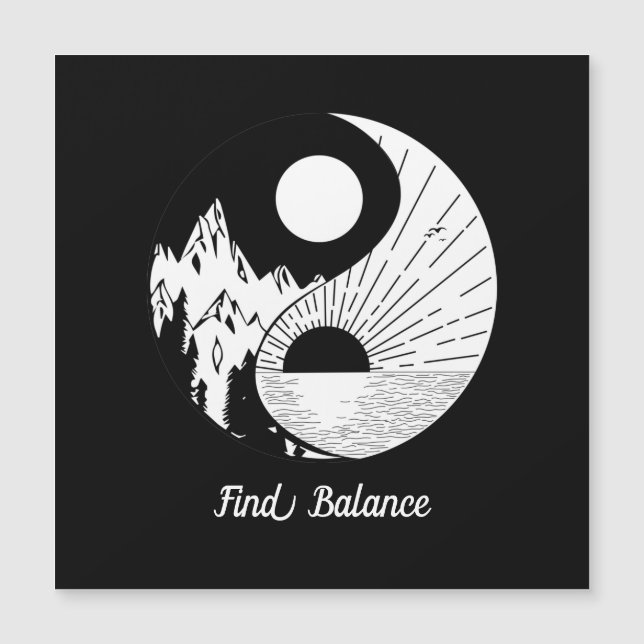 Balance Zen Yin Yang Schwarz-weiß Magnetkarte (Vorderseite)