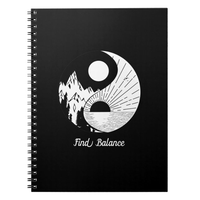 Balance Zen Yin Yang Schwarz-weiß Notizblock (Vorderseite)